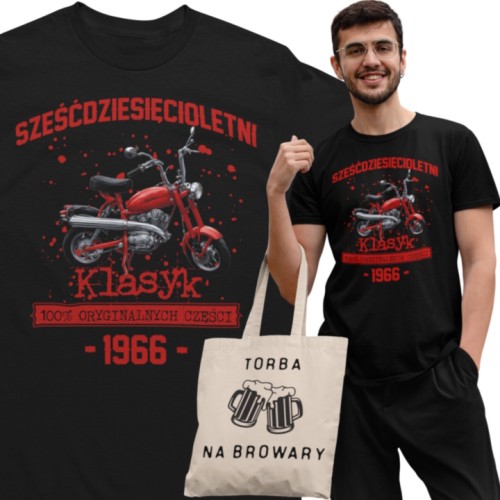 Koszulka prezent na 70 urodziny 1956 Klasyk PRL Motorynka  torba gratis   1