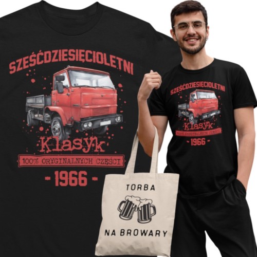Koszulka prezent na 60 urodziny 1966 Klasyk PRL Star torba gratis   