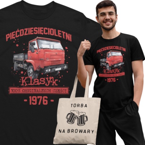Koszulka prezent na 50 urodziny 1976 Klasyk PRL Star torba gratis   