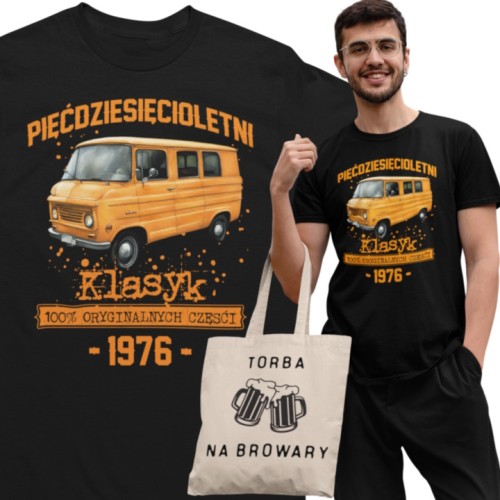 Koszulka prezent na 50 urodziny 1976 Klasyk PRL Żuk torba gratis   