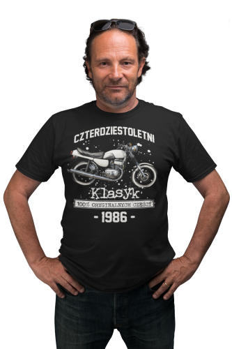 Koszulka prezent na 40 urodziny 1986 Klasyk PRL Jawa 350 torba graits  2
