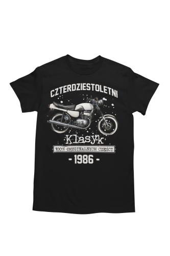 Koszulka prezent na 40 urodziny 1986 Klasyk PRL Jawa 350 torba graits  5