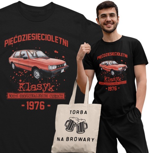 Koszulka prezent na 50 urodziny 1976 Klasyk PRL FSO Polonez torba gratis   