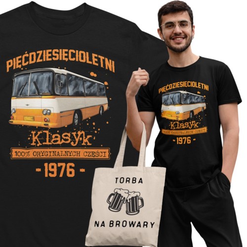 Koszulka prezent na 50 urodziny 1976 Klasyk PRL Autosan H9 torba gratis  