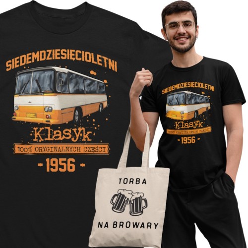 Koszulka prezent na 70 urodziny 1956 Klasyk PRL Autosan H9 torba gratis    1