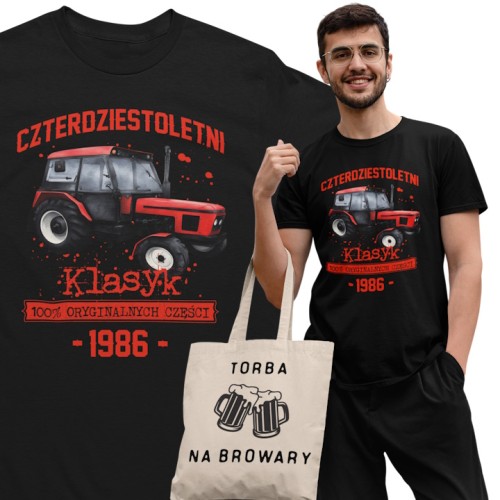 Koszulka prezent na 40 urodziny 1986 Klasyk PRL Zetor 7211 torba graits   