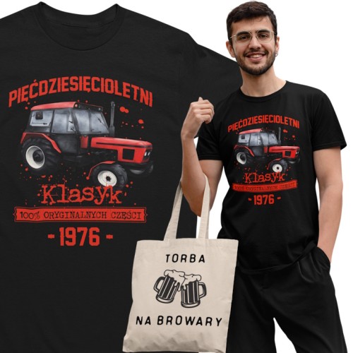 Koszulka prezent na 50 urodziny 1976 Klasyk PRL Zetor 7211 torba gratis  