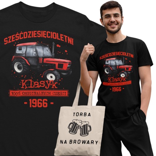 Koszulka prezent na 60 urodziny 1966 Klasyk PRL Zetor 7211 torba gratis  