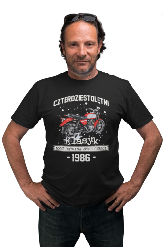 Koszulka prezent na 40 urodziny 1986 Klasyk PRL Jawa 350 torba graits   2