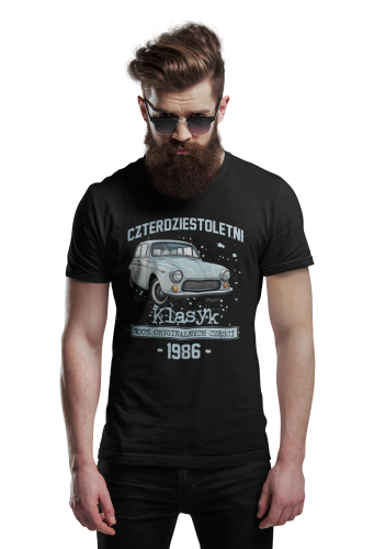 Koszulka prezent na 40 urodziny 1986 Klasyk PRL FSO Syrena torba graits  3