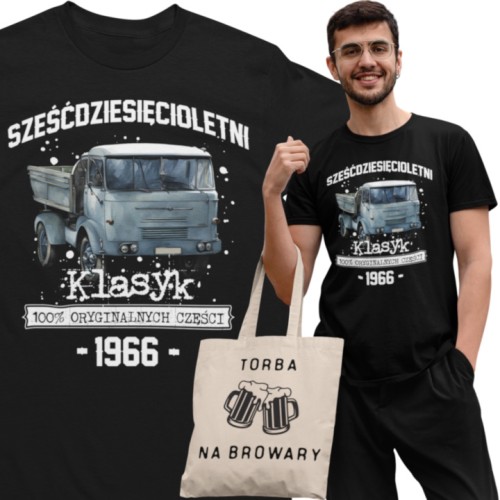 Koszulka prezent na 60 urodziny 1966 Klasyk PRL  FSC ŻUK  torba gratis   1