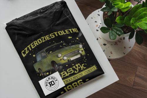 Koszulka prezent na 40 urodziny 1986 Klasyk PRL  Trabant 601 torba graits  6