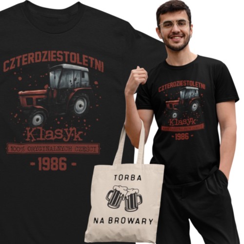 Koszulka prezent na 40 urodziny 1986 Klasyk PRL Zetor 7211  torba graits  1