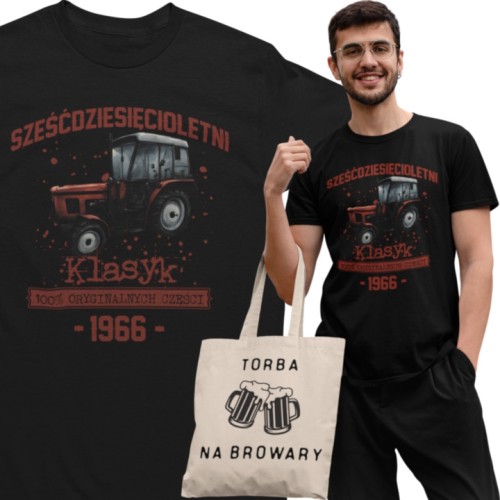 Koszulka prezent na 60 urodziny 1966 Klasyk PRL Zetor 7211   torba gratis   1