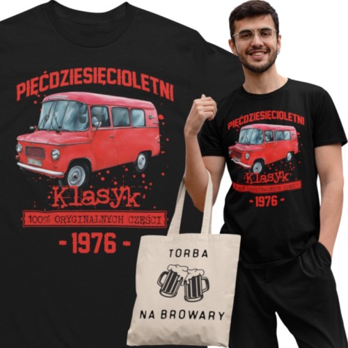 Koszulka prezent na 50 urodziny 1976 Klasyk PRL  Nysa torba gratis    1