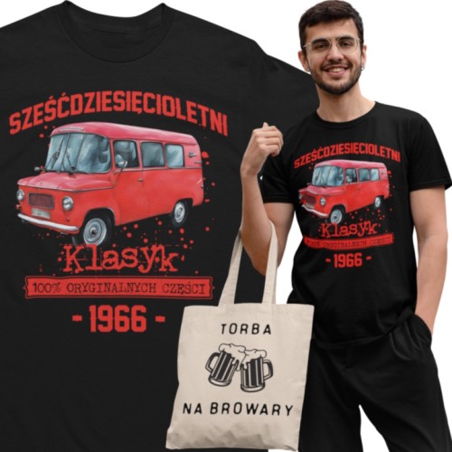 Koszulka prezent na 60 urodziny 1966 Klasyk PRL Nysa torba gratis   1