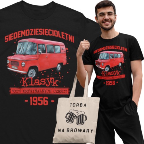 Koszulka prezent na 70 urodziny 1956 Klasyk PRL Nysa torba gratis   1