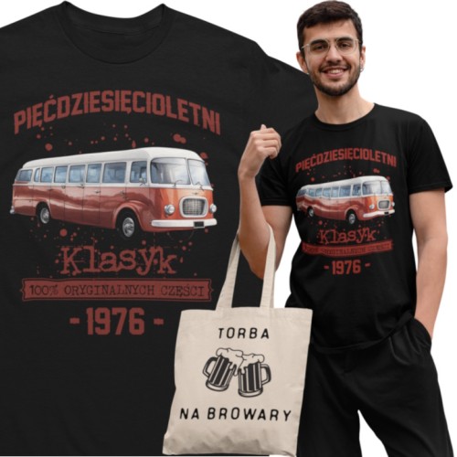Koszulka prezent na 50 urodziny 1976 Klasyk PRL Jelcz 043 torba gratis   1