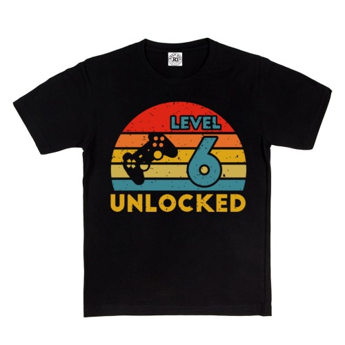 DZIECIĘCA KOSZULKA PREZENT NA 6 URODZINY LEVEL 6 UNLOCKED UR22