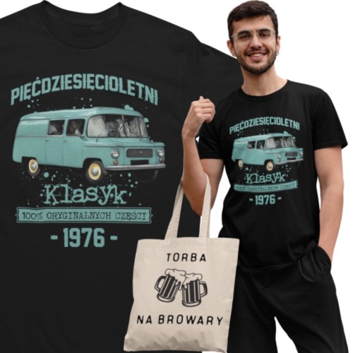 Koszulka prezent na 50 urodziny 1976 Klasyk PRL  Nysa torba gratis   1