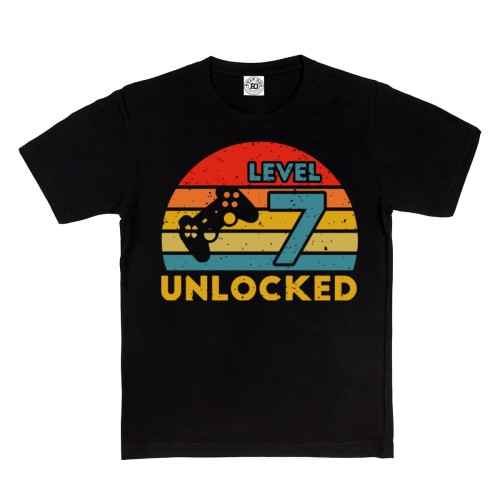 DZIECIĘCA KOSZULKA PREZENT NA 7 URODZINY LEVEL 7 UNLOCKED UR23 