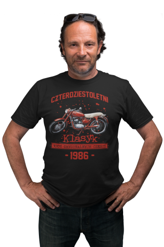 Koszulka prezent na 40 urodziny 1986 Klasyk PRL Jawa 350 torba graits   2