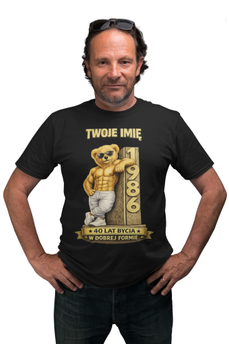 Męska Koszulka prezent na 40 Urodziny Personalizowana Twoje Imię torba gratis  2