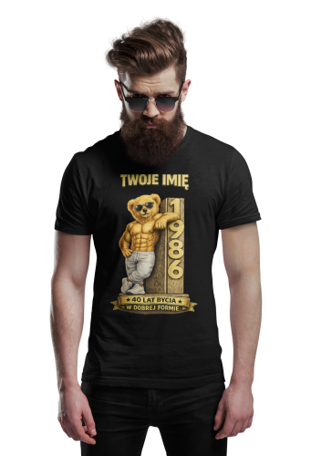 Męska Koszulka prezent na 40 Urodziny Personalizowana Twoje Imię torba gratis  5