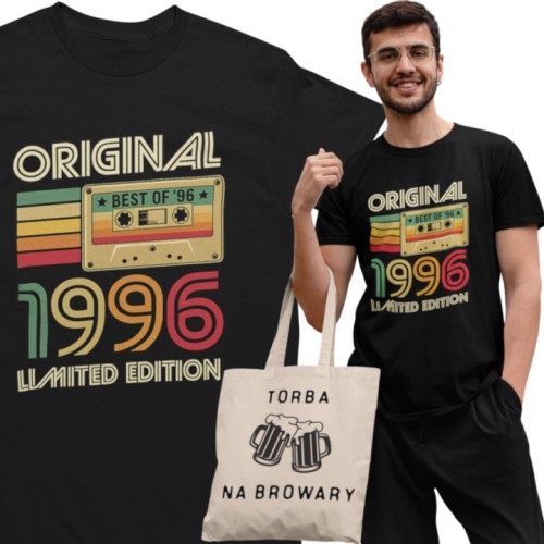 Koszulka męska na 30 urodziny Original 1996 Limited Edition retro kaseta vintage prezent torba gratis 1