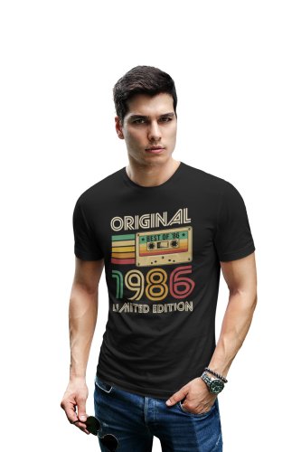 Koszulka męska na 40 urodziny Original 1986 Limited Edition retro kaseta vintage prezent torba gratis 3