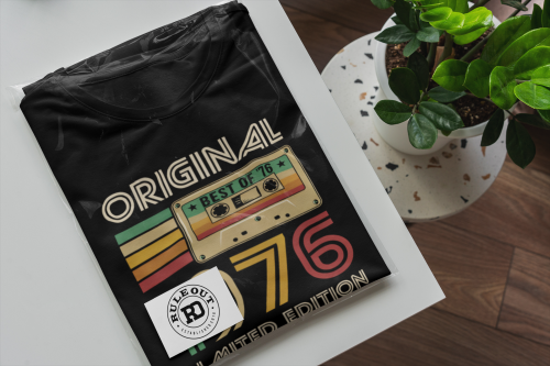 Koszulka męska na 50 urodziny Original 1976 Limited Edition retro kaseta vintage prezent torba gratis 5