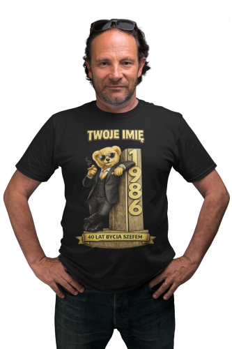 Męska Koszulka prezent na 40 Urodziny dla Szefa Personalizowana Twoje Imię torba gratis  3