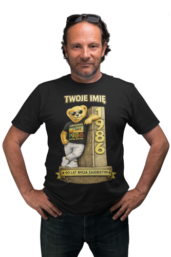 Męska Koszulka prezent na 40 Urodziny Personalizowana Twoje Imię torba gratis 2