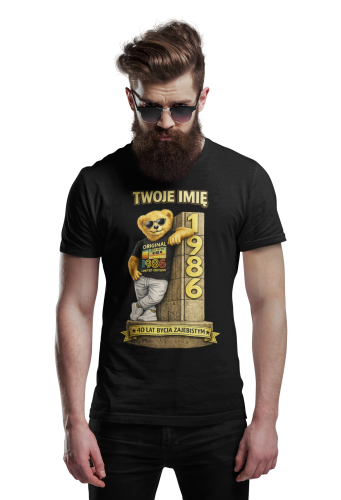 Męska Koszulka prezent na 40 Urodziny Personalizowana Twoje Imię torba gratis 4