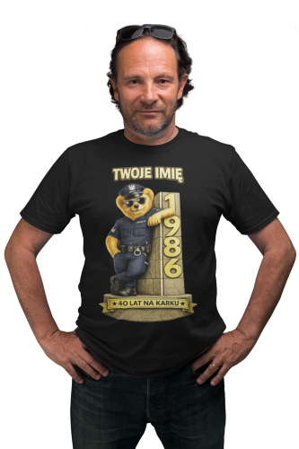 Męska Koszulka prezent na 40 Urodziny Dla Policjanta Personalizowana Twoje Imię torba gratis 4
