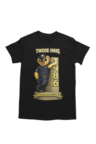 Męska Koszulka prezent na 40 Urodziny Dla Policjanta Personalizowana Twoje Imię torba gratis 5