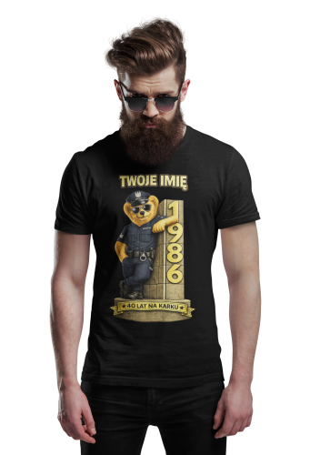 Męska Koszulka prezent na 40 Urodziny Dla Policjanta Personalizowana Twoje Imię torba gratis 3