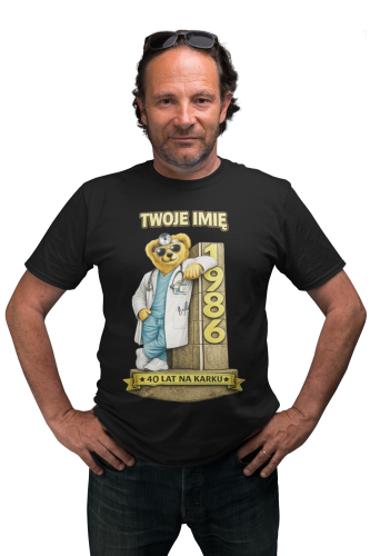Męska Koszulka prezent na 40 Urodziny Dla Lekarza Personalizowana Twoje Imię torba gratis 2