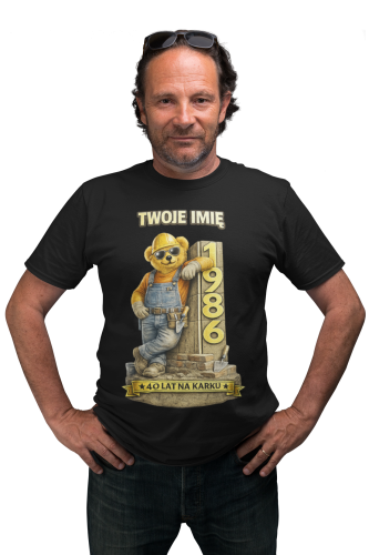 Męska Koszulka prezent na 40 Urodziny Dla Murarza Personalizowana Twoje Imię torba gratis 4