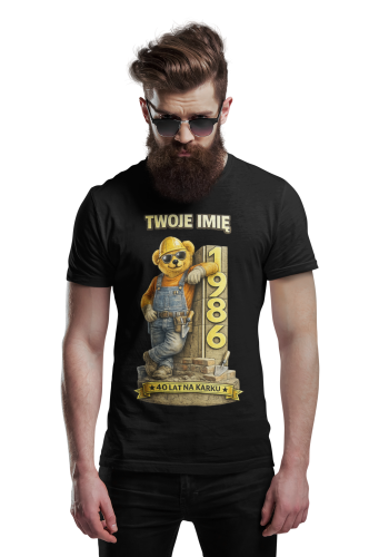 Męska Koszulka prezent na 40 Urodziny Dla Murarza Personalizowana Twoje Imię torba gratis 3