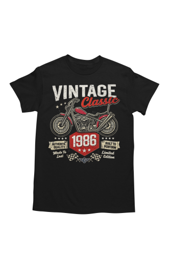 Koszulka męska 1986 Vintage Classic motocykl prezent na 40 urodziny torba gratis 5