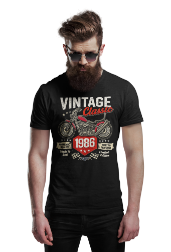 Koszulka męska 1986 Vintage Classic motocykl prezent na 40 urodziny torba gratis 4