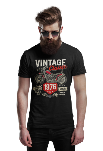 Koszulka męska 1976 Vintage Classic motocykl prezent na 50 urodziny torba gratis 2