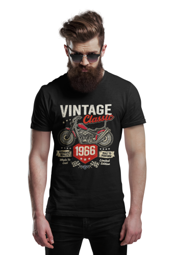 Koszulka męska 1966 Vintage Classic motocykl prezent na 60 urodziny torba gratis 2