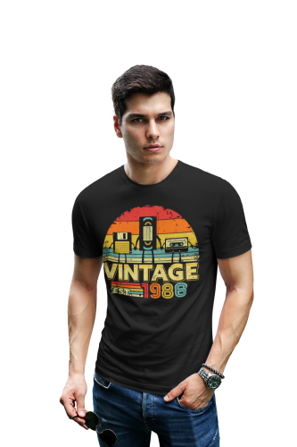 Koszulka męska Vintage 1986 prezent na 40 urodziny retro lata 80 torba gratis 2