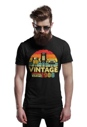 Koszulka męska Vintage 1986 prezent na 40 urodziny retro lata 80 torba gratis 3
