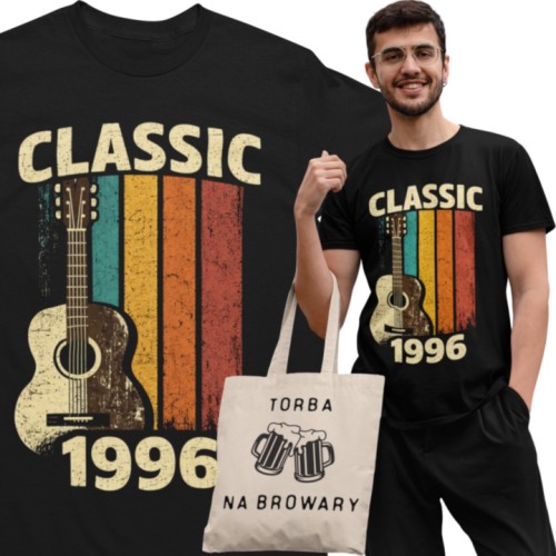 Koszulka męska Classic 1996 gitara prezent na 30 urodziny retro vintage torba gratis