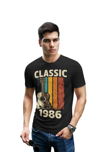Koszulka męska Classic 1986 gitara prezent na 40 urodziny retro vintage torba gratis 3
