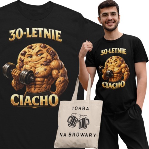 Koszulka męska 30-letnie Ciacho prezent na 30 urodziny śmieszna torba gratis 1
