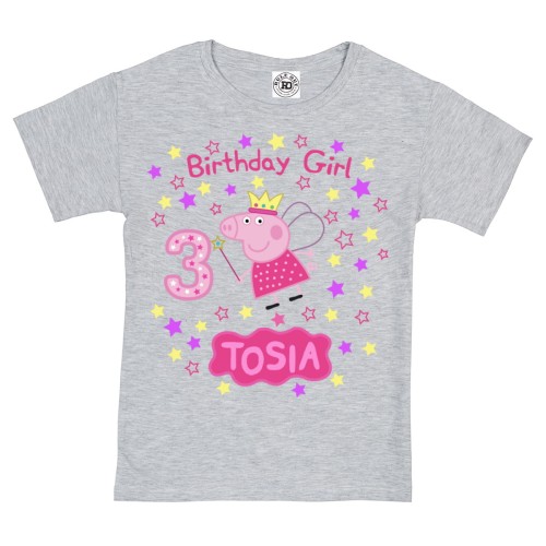 DZIECIĘCA KOSZULKA ŚWINKA PEPA NA URODZINY TWOJE IMIĘ ORAZ TWÓJ WIEK BD17